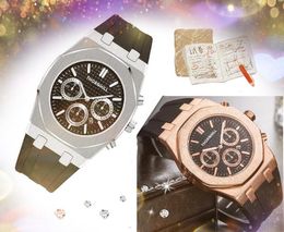 Top Brand Mens Stopwatch Watches 42mm Sub Dials Die Rubber Belt Quartz Calendar all the crime scanning tick elegant super nice wristwatches dady birthday gifts