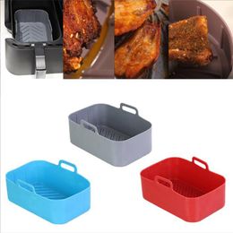 Air Fryers Liner Silicone Bakeware Accessories Food Grade Air Fryer Pot Mat Rectangle Microwave Baking Tray Reusable Airfryer Kitchen Supplies YG1199