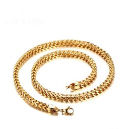Chains Fashion Men Stainless Steel Chains Double Layer Link Chain Necklace High Polished Punk Style 18K Gold Plated Necklaces For Me Dhzhy