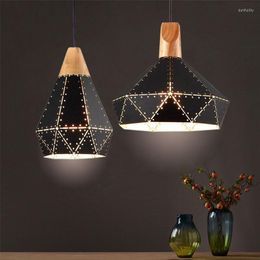 Pendant Lamps Iron Solid Wood Starry Sky Lamp Led Lights For Diningroom Cafe Bar Restaurant Nordic Hanging Light