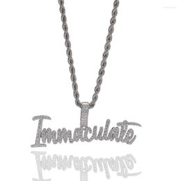 Pendant Necklaces Ins Cubic Zircon Immaculate Necklace Fashion Punk Hip Hop Letters Jewelry For Men Rapper Gift