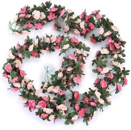 Decorative Flowers Wreaths 5 Pack2 Pack 2.5m Fake Rose Vine Garland Plant Artificial Flower Hanging Ivy Home el Wedding Party Garden Decor 221020