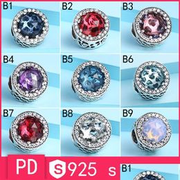 Charm Bracelets 925 Sterling Sier Pan-Do-Ra Bracelet Beads Cattle Eye Blue Ocean Heart Handmade Diy Accessories Strip Crystal Beads2 Dh20E