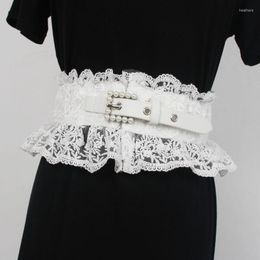 Belts 2022 Spirng Lace Waist White Black Crochet Flower Ceinture Strap Cinch For Women Dress Shirt Waistband Cummerbund