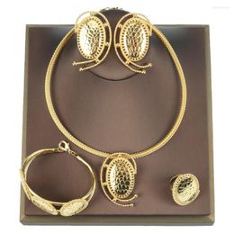 Necklace Earrings Set Jewellery Party Wedding Design Gold Colour For Women Accessories Bracelet Jewellery Gift Nigeria Ethiopian