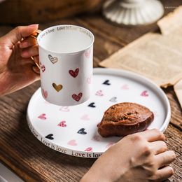 Mugs Bone China Heart Mug And Plate Porcelain Coffee Tea Milk Water Cups Unique Kitchen Tableware Creative Gifts For Friends Girl Mom