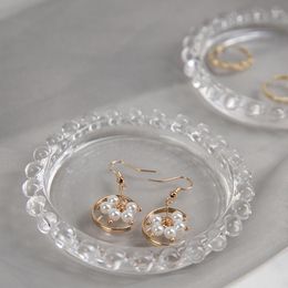 Küche Aufbewahrung dekorative Glasschalen Klar Halskette Schmuck Display Teller Snack Obstplatte Tasse Hold Po Requisiten