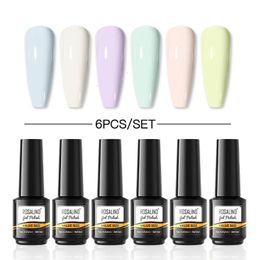 Nail Manicure Set ROSALIND 6PCSSET Gel Polish Pure Colour Kit Vernis Semi Permanent Art Base Top Coat UV LED 221012