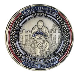 10pcs Non -Magnetic United States Veteran Flag Challenge Münze immer erinnern sich an militärische Rentengeschenk Bronze gedenken 2449143
