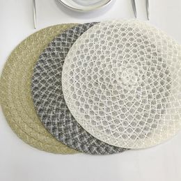 Table Mats 1PCS Round Weave Placemat Fashion PP Dining Mat Disc Pads Bowl Pad Coasters Waterproof Cloth Diameter
