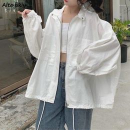 Women's Jackets White Basic Women Thin Preppy Style Ins Sun-proof Loose Student Solid All-match Fashion Young Summer BF Girl