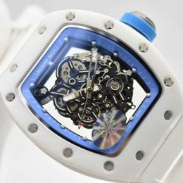 Milles Luxury watchses For Mens Mechanical watchs Richa Sj Rm055 White Ceramic Hard Man Wrist Natural Blue Mirror Titanium Metal Buckles