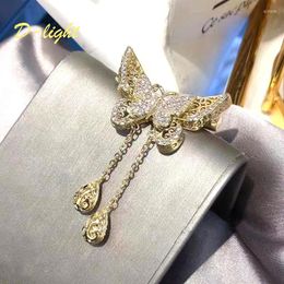 Brooches Exquisite Butterfly Brooch Luxury Shine Tassel Women Lapel Collar Suit Jewellery Pin Performance Party Banquet Nice Gift Accessory