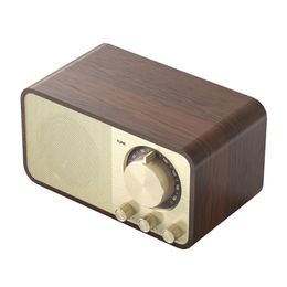 Portable Speakers Wooden Bluetooth-Compatible 5.0 Speaker Retro Classic Soundbox Stereo Surround Super Bass Subwoofer AUX FM Radio For Computer PC 221107