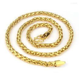 Chains Brass Electroplating 24K Gold Twist Horse Whip Necklace Vietnam Sand 60CM Length For Men Statement Necklaces