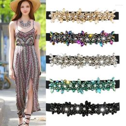 Belts 2022 Women's Belt Decorative Dress Crystal Diamond Flower Matching Coat Fashion Elastic Waist Band Cummerbunds