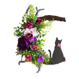 Decorative Flowers Halloween Moon Garland Wreath For Front Door Home Decor Gifts Lovers Black Decoration Charming Hange M8s7