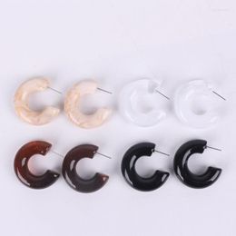 Hoop Earrings UJBOX Factory Wholesale Geometric Semicircular Japanese Korean Black White Acrylic Resin Statement