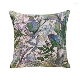 Pillow Summer Rainforest Style Print Green Plant Heavy Chenille Woven Sofa Chair Home Store Decorative Case 45X45 Cm