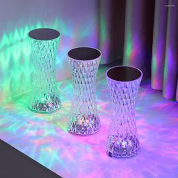 Night Lights 3/16 Color Crystal Diamond Led Table Lamp Colorful Atmosphere Light For Bedroom Living Room Dining Study