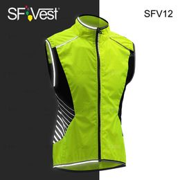 Reflective vest Fluorescent Lime Class 2 High Visibility Reflective Running Motorcycle Biking Slim Breathable Safety Cycling Vest for mans