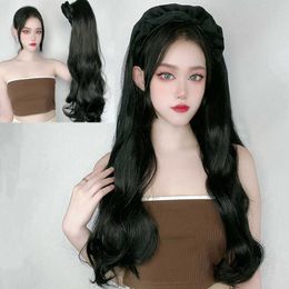 Women's Hair Wigs Lace Synthetic Women's Cloud Band One Fashion Long Curly Half Cap Wig Piece Imitation Human Hair