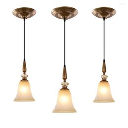 Pendant Lamps Country Rustic Crystal Dining Room Light Glass Balcony Hallway Hanging Lamp Retro Metal Corridor Restaurant