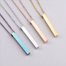 Pendant Necklaces 5pcs/lot E Sale Stainless Steel Long Square Bar Chokers Necklace For Women Jewellery Summer Gift 45cm