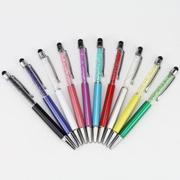 Crystal 2 in 1 Touch Pen Ballpoint Pens For All Capacitive Screen Device Colourful Stylus Pencil For Mobile Phone PC Tablet