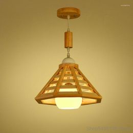 Pendant Lamps Japanese Style LED Wooden Light Bar Table Dining Room Lamp Living Decor Balcony Kitchen Hanging Fixtures