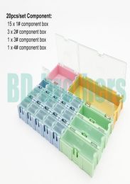 20pcsset Caja de almacenamiento de componentes originales Cajas de componentes cuadrados SMT SMD Wen Tai que contiene kit de caja 10 Setslot1165362