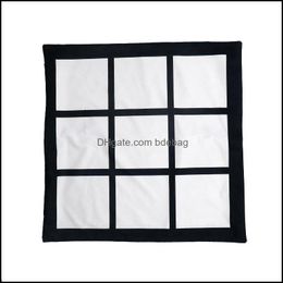 Pillow Case Blank Sublimation Pillow Case 40X40Cm Black Grid Heat Transfer Throw Cushion Er Home Sofa Pillowcases Cca12601 60Pcs 70 Dhymp