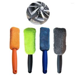 Car Sponge Portable Microfiber Wheel Tire Rim Brush With Plastic Handle Detailing Washing Tool For Clean