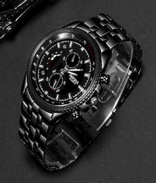 ROSRA Watches Men Sports Watches Black Stainless Steel Quartz Wristwatches Men Military Watches Relogio Masculino horloge mannen H5171193
