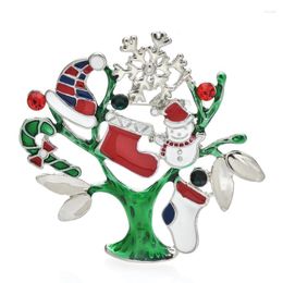 Brooches Wuli&baby Christmas Gifts Tree For Women Unisex Enamel Snowflake Socks Year Brooch Pin