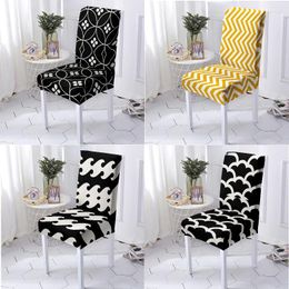 Chair Covers Black And White Geometric Stripes Pattern Cover Office Recliner Makeup Seat Party Supplies Wholesale Cushion