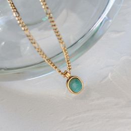 Pendant Necklaces Mint Green Holiday Style Roman Necklace Stainless Steel Irregular Plated Gold For Women Bohemian Accessories Jewelry