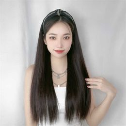 Women's Hair Wigs Lace Synthetic Wig's Black Hoop Half Hood Wigs Long Straight Hair Lazy Fashion Wig