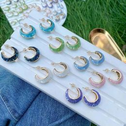 Stud Earrings 3Pairs 2022 Fashion Colorful Abalone Shell C Shape Charm Gold Color Geometric Round Women Jewelry Gift