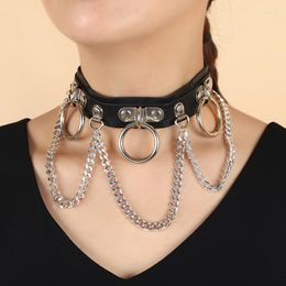 Choker Sexy Punk Circle Chains Pendant Women&#39;s Necklace Vintage Cosplay Gothic Style Collar Necklaces Jewellery