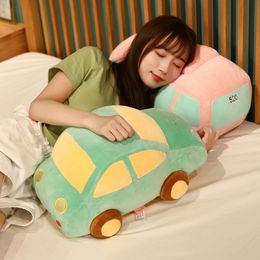 Plush Dolls 25-60CM Kawaii Bus Car Model Toys Colourful Stuffed Soft Pillow Creative Birthday Gift for Boys Children 221024