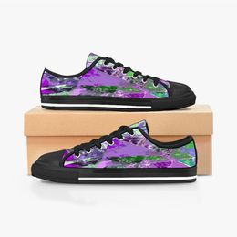 Men Stitch Shoes Custom Sneaker Hand Painted Canvas Womens Fashion Purple Low Cut Breathable Walking Jogging Trainers Size 38-45