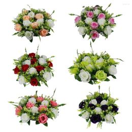 Decorative Flowers 35cm Artificial Rose Home Decor Bundle Of 14 Silk Flower Floral Arrangement For Christmas Festival Holiday Garden Party