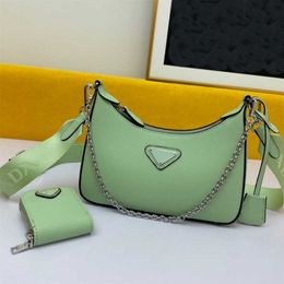 Genuine Leather Handbag Luxury Designer Bags with Keychain Removable Zipper Underarm Nylon Lining Messenger Enamelled Triangular