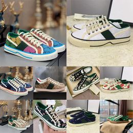 Joker lovers shoes Italian tennis 1977 canvas casual shoes Luxurys green and red net stripes low-cut men's sneakers rubber soles stretch cotton