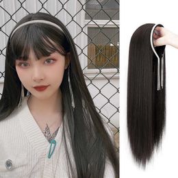 Women's Hair Wigs Lace Synthetic Wig Female Tassel U-net Long Straight Removable Hair Hoop Half Head Set