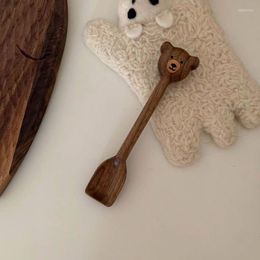 Dinnerware Sets 1pc Wooden Bear Cutlery Spoon Tableware Walnut Coffee Handmade Honey Jam Kitchen Accessories And Fork