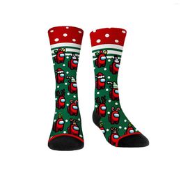 Men's Socks Adults Winter Stocking Christmas Cartoon Pattern Print Long Tube For Women Men