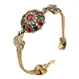 Charm Bracelets Fashion Vintage Floral For Women Gold Plated Resin Rhinestone Charms Bracelet Luxury Wedding Jewelry Party Gifts