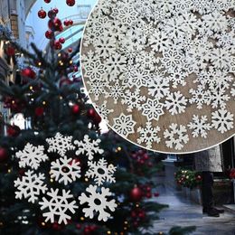 Christmas Decorations DIY Craft Handicraft Embellishment Decoration Party Ornaments Wooden Snowflake Scrapbooking For